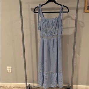 Gilli Blue Maxi Sundress with Ruffled Tiered Skirt and tie straps